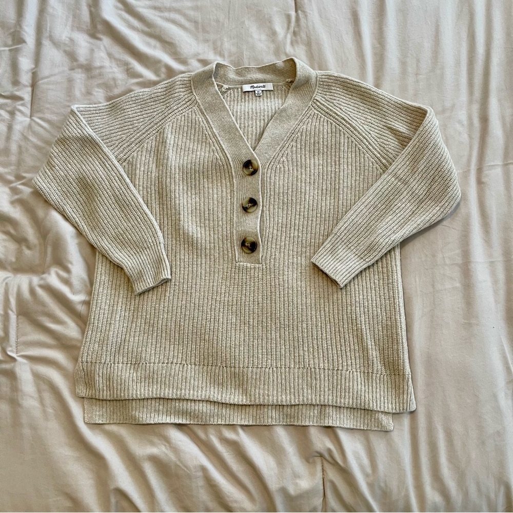Madewell Cream V-Neck Sweater